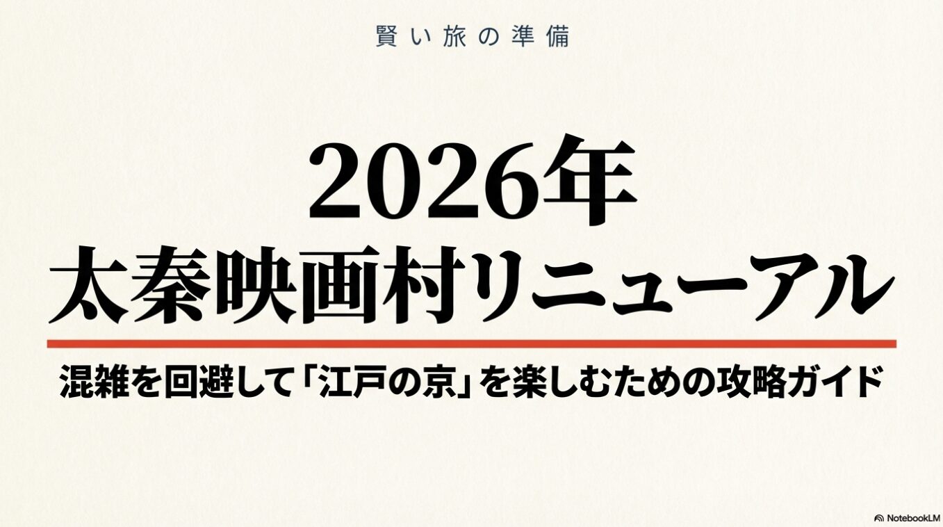 太秦映画村2026年リニューアルのポイント。セットを見る場所から、この世界で暮らす没入体験への変化を解説。