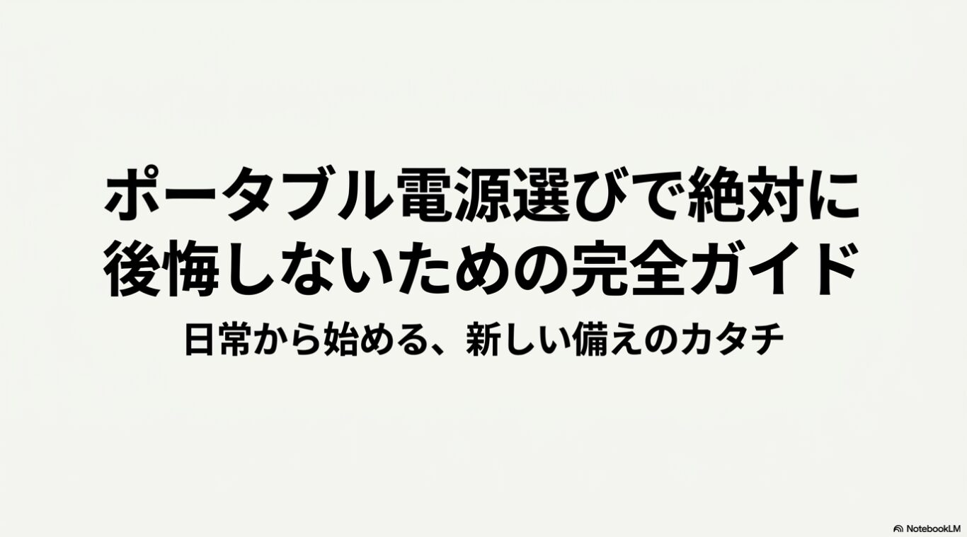 ポータブル電源選びで後悔しないための完全ガイド。日常から始める、新しい備えのカタチ。